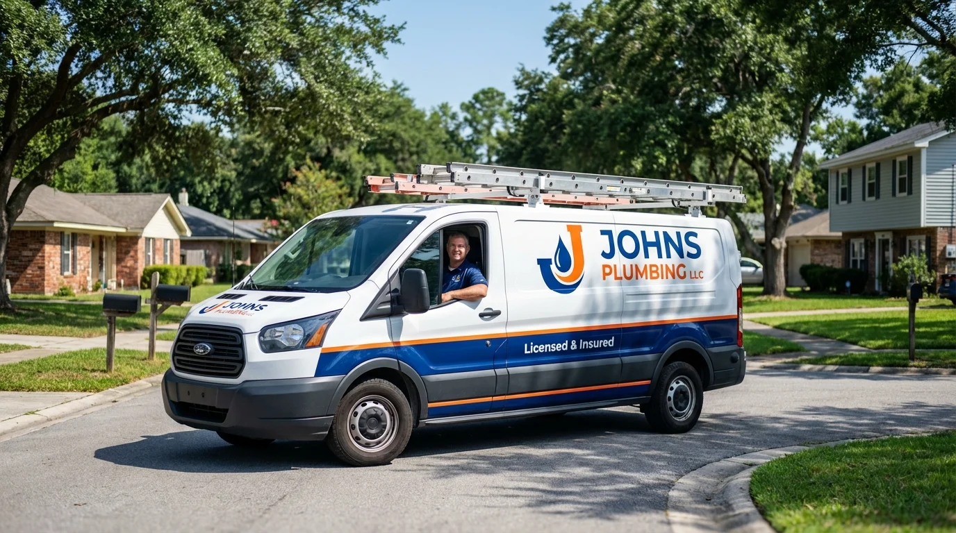 Johns Plumbing LLC service van in Sherwood, AR