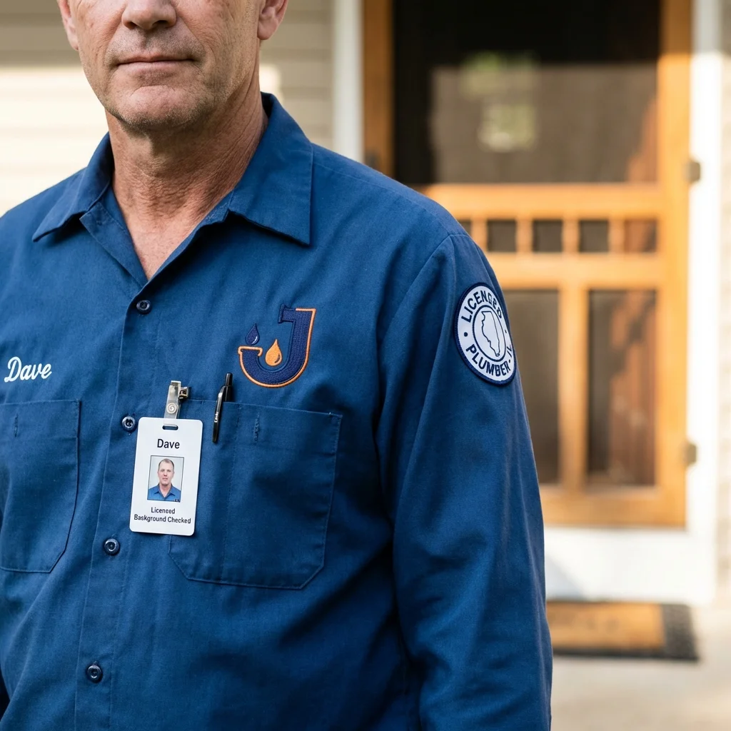 Licensed plumber showing ID badge in Sherwood, AR