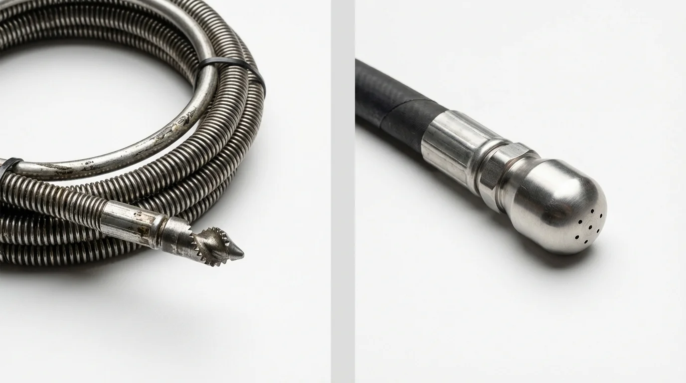 Drain snake cable and hydro jetting nozzle used for drain cleaning in Sherwood, AR
