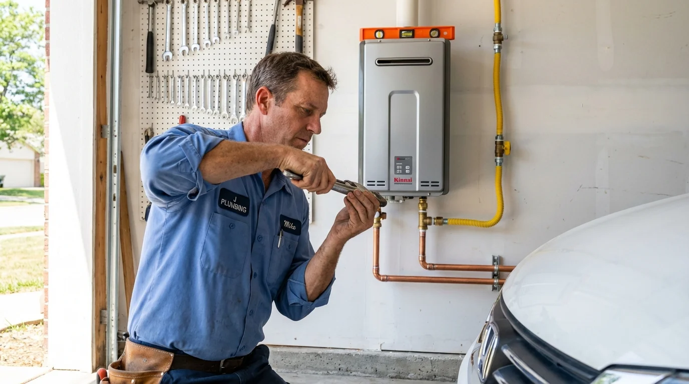 Tankless water heater installation by a Johns Plumbing LLC plumber in Sherwood